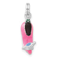 Sterling Silver 3-D Polished Multicolor Enamel Motor Scooter Charm, 25 x 10.35 mm