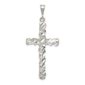 Sterling Silver Diamond -Cut Cross Pendant, 54 x 23 mm