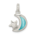 Sterling Silver Blue Enameled Moon & Star Charm, 20 x 13 mm