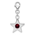 Sterling Silver Rhodium-plated January CZ Birthstone Star Charm, 28 x 14 mm