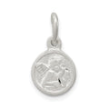 Sterling Silver D/C Cherub Disk Charm, 19 x 10 mm