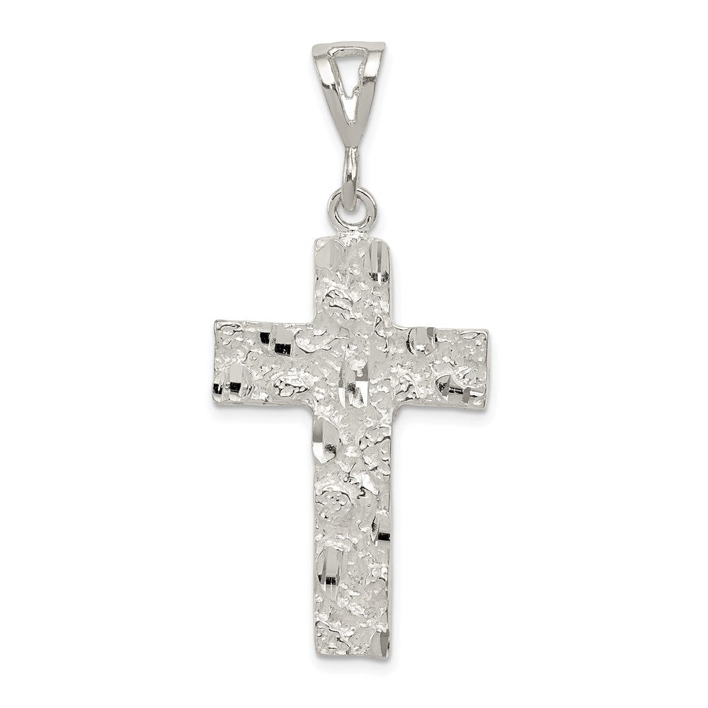 Sterling Silver Nugget Cross Pendant, 46 x 22 mm