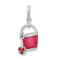 Sterling Silver Preciosa Crystal & Enameled Bucket & Shovel Charm, 24 x 9 mm