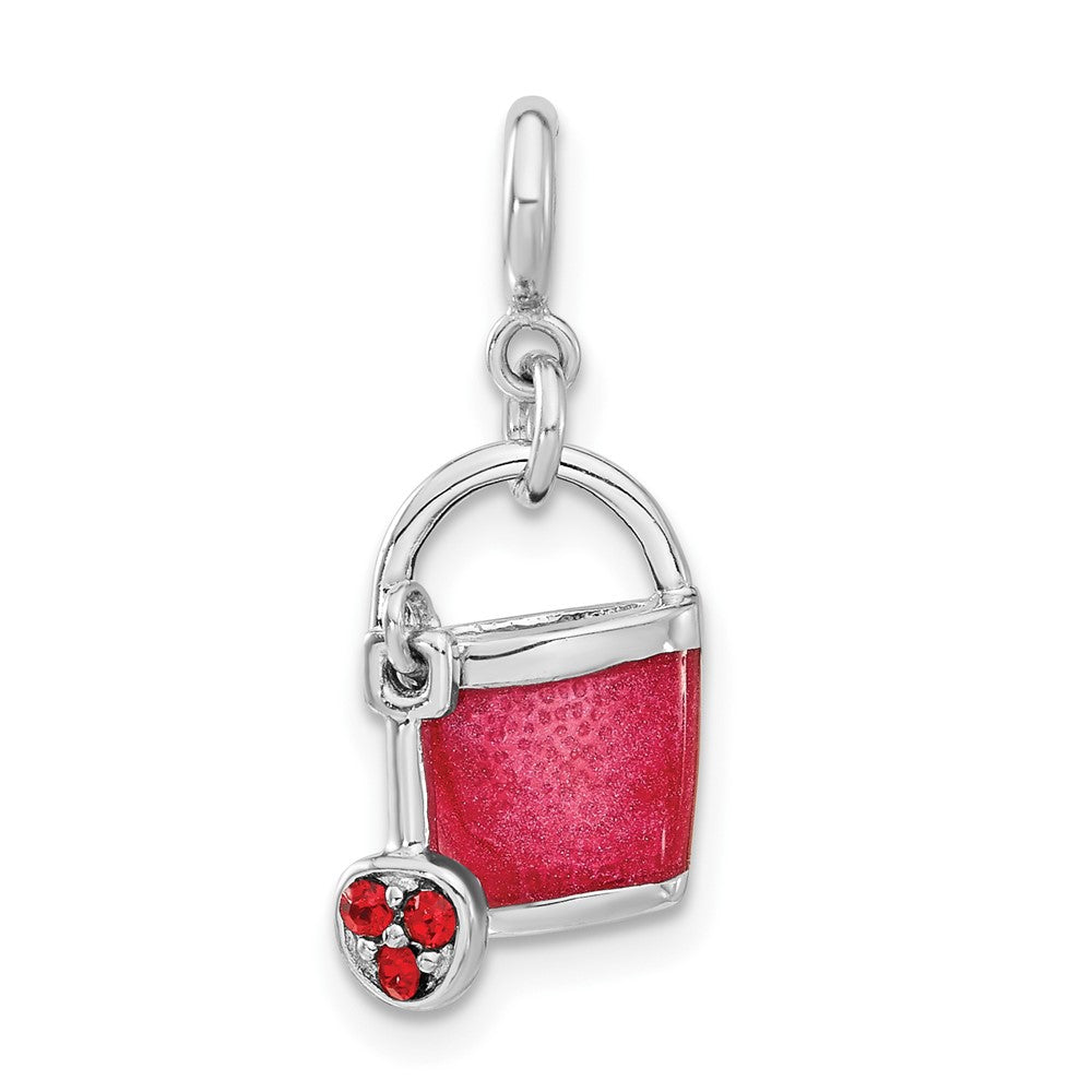 Sterling Silver Preciosa Crystal & Enameled Bucket & Shovel Charm, 24 x 9 mm