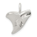 Sterling Silver Diamond Cut Shark Tooth Pendant, 19 x 14 mm