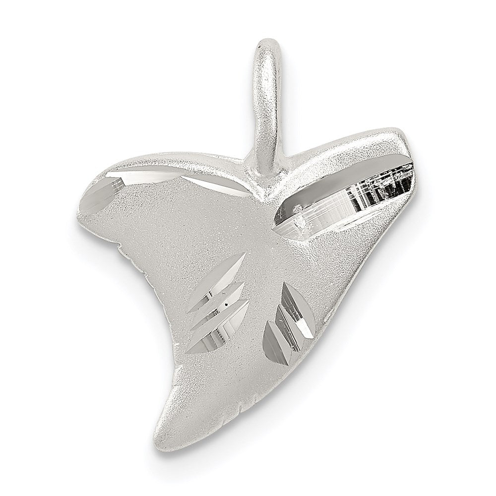 Sterling Silver Diamond Cut Shark Tooth Pendant, 19 x 14 mm
