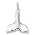 Sterling Silver Rhodium-plated Whale Tail Charm, 26 x 16.5 mm