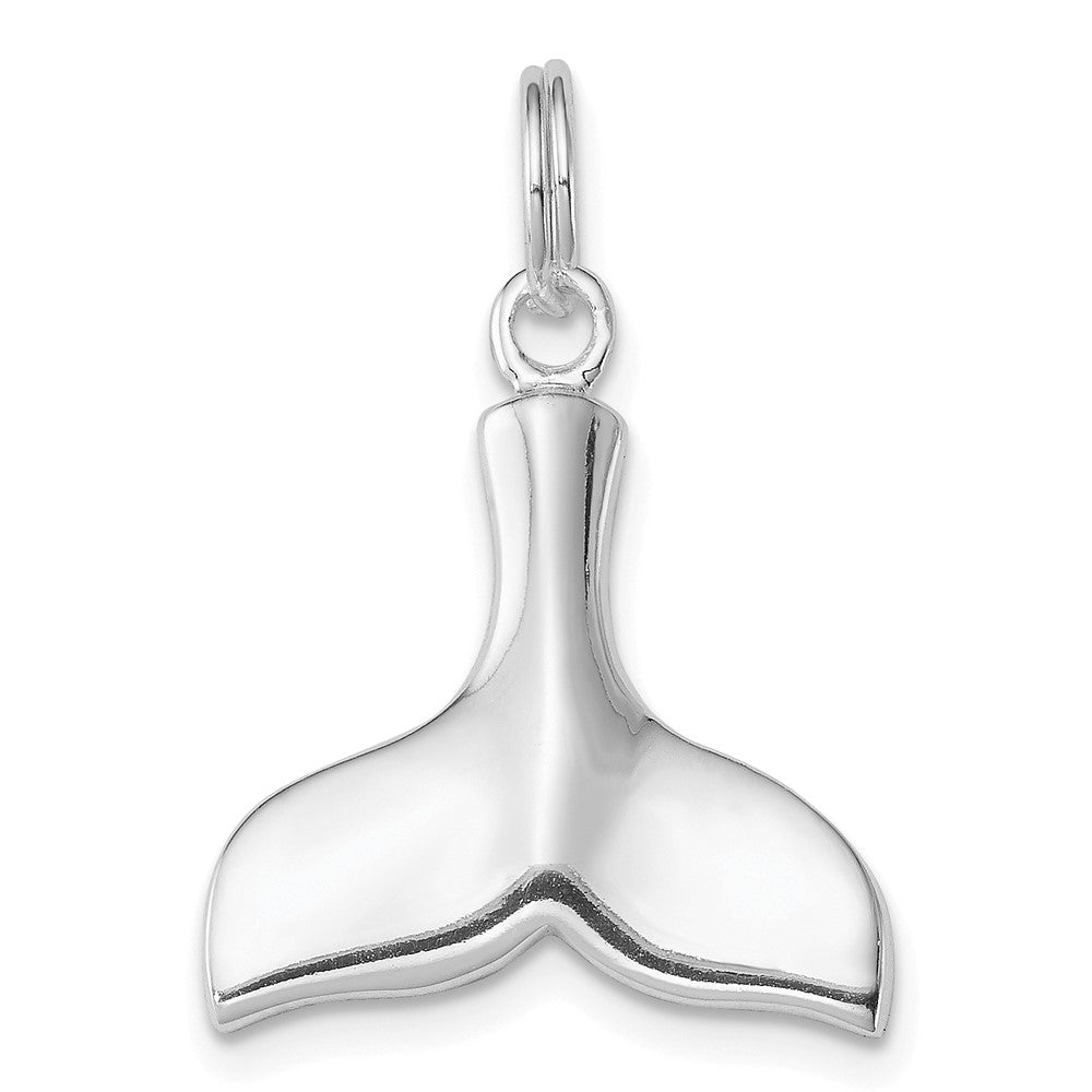Sterling Silver Rhodium-plated Whale Tail Charm, 26 x 16.5 mm