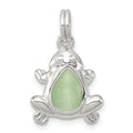 Sterling Silver Green Cats Eye Frog Charm, 19 x 13 mm