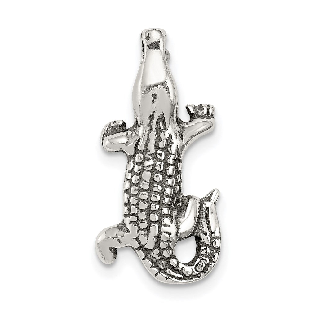 Sterling Silver Antiqued Alligator Chain Slide, 24 x 10 mm