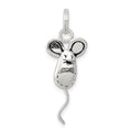 Sterling Silver Rhodium-plated Mouse Charm, 25 x 11 mm
