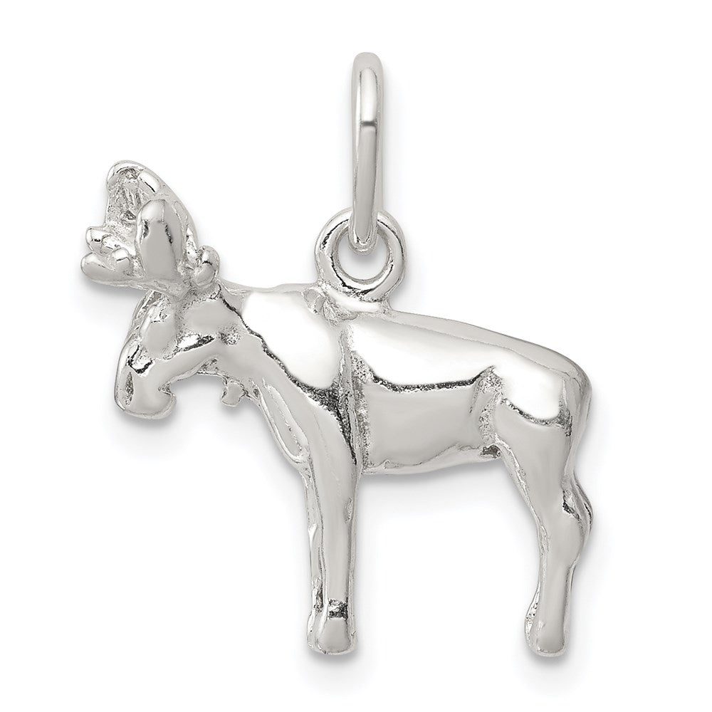 Sterling Silver Moose Charm, 19 x 20 mm