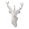 Sterling Silver Diamond Cut Deer Head Pendant, 33 x 27 mm