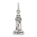 Sterling Silver Antiqued Lighthouse Charm, 20 x 8 mm