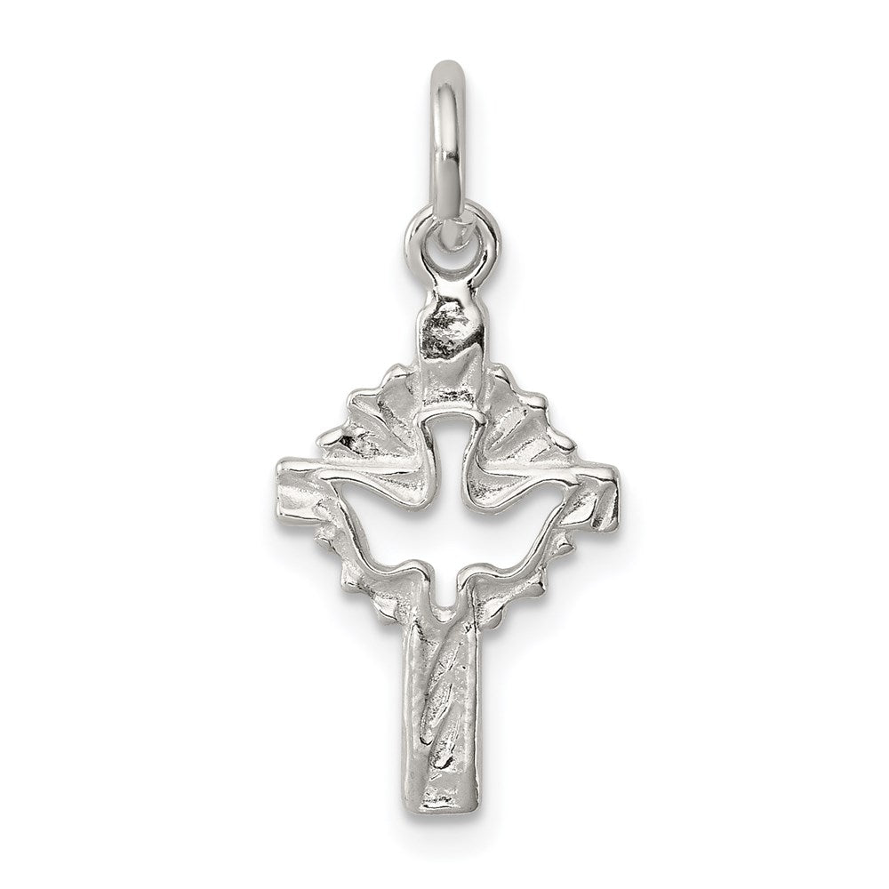 Sterling Silver Dove Cross Charm, 20 x 11 mm