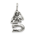 Sterling Silver Antiqued Mermaid Pendant, 20 x 12 mm