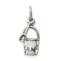 Sterling Silver Antiqued Sand Bucket and Shovel Charm, 14 x 7 mm