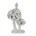 Sterling Silver Diamond Cut Palm Trees Pendant Charm, 27 x 17 mm