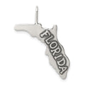 Sterling Silver Antiqued Florida State Charm, 24 x 23 mm