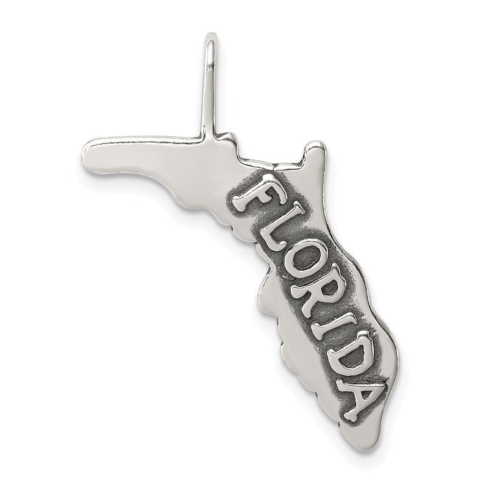 Sterling Silver Antiqued Florida State Charm, 24 x 23 mm