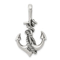 Sterling Silver Antiqued Anchor and Rope Pendant, 33 x 21 mm
