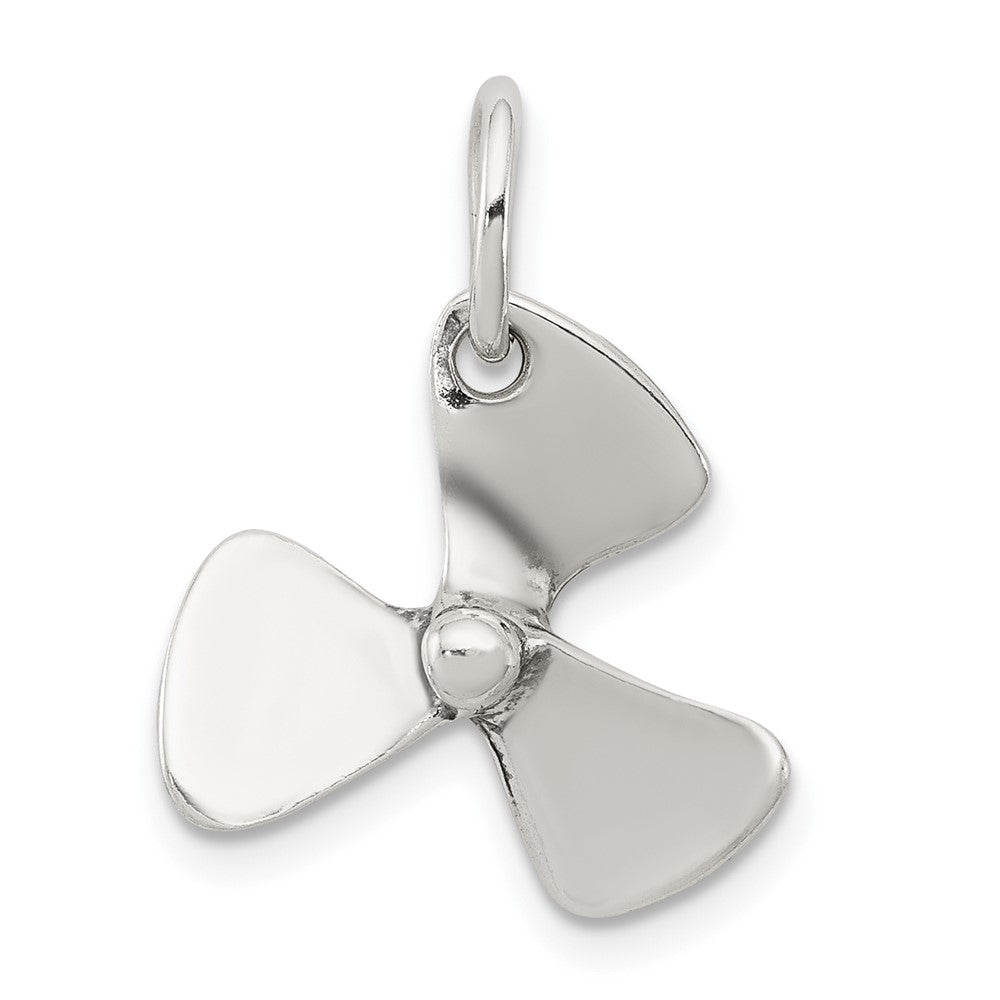 Sterling Silver 3D Antiqued Boat Propeller Charm, 16 x 16 mm