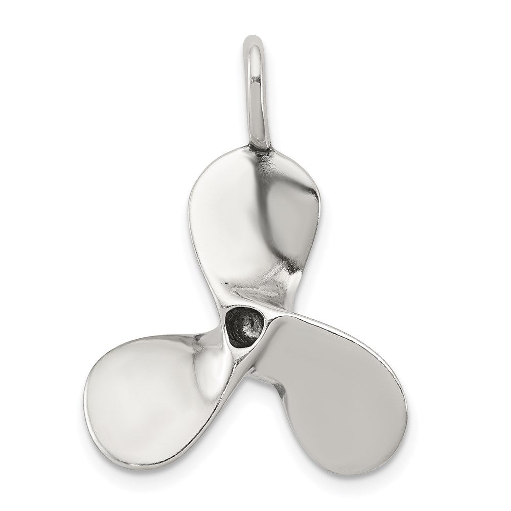 Sterling Silver 3D Antiqued Large Boat Propeller Charm, 28 x 23 mm
