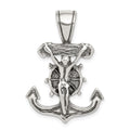 Sterling Silver Antiqued Mariner's Crucifix Pendant, 34 x 23 mm