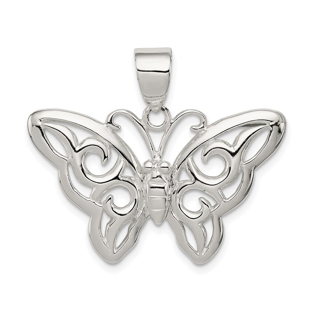 Sterling Silver Butterfly Pendant, 25 x 31 mm