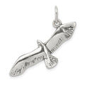 Sterling Silver Antiqued Wing Spread Seagull Charm, 33 x 13 mm