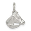 Sterling Silver Horse Head with Bridle Charm, 13 x 14 mm