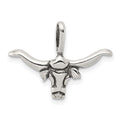 Sterling Silver Bull with Horns Pendant, 15 x 23 mm