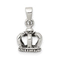 Sterling Silver Antiqued Crown Pendant, 10 x 10 mm