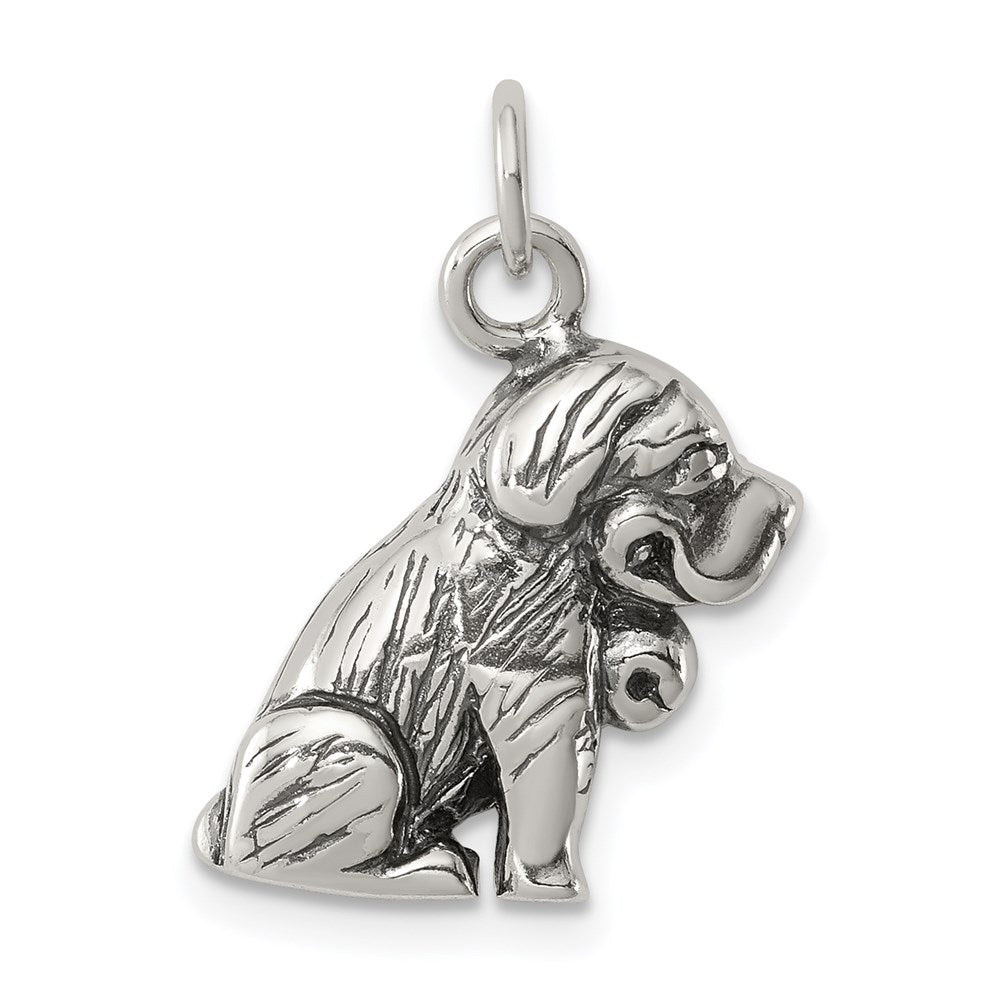 Sterling Silver Antique St. Bernard Charm, 15 x 10 mm