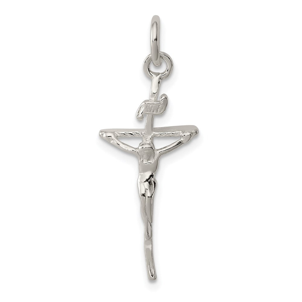 Sterling Silver INRI Crucifix Pendant, 31 x 11 mm