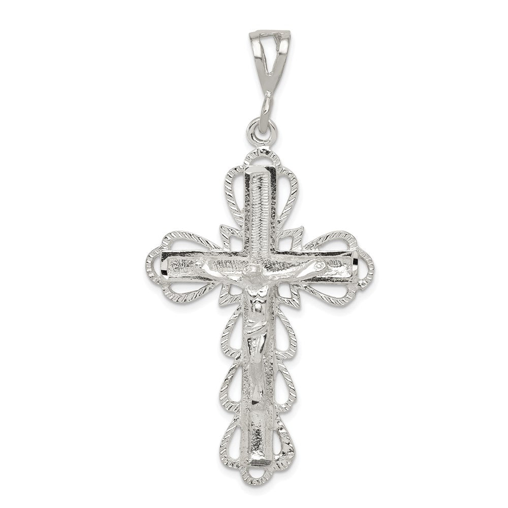 Sterling Silver Diamond-Cut Crucifix Pendant, 61 x 30 mm