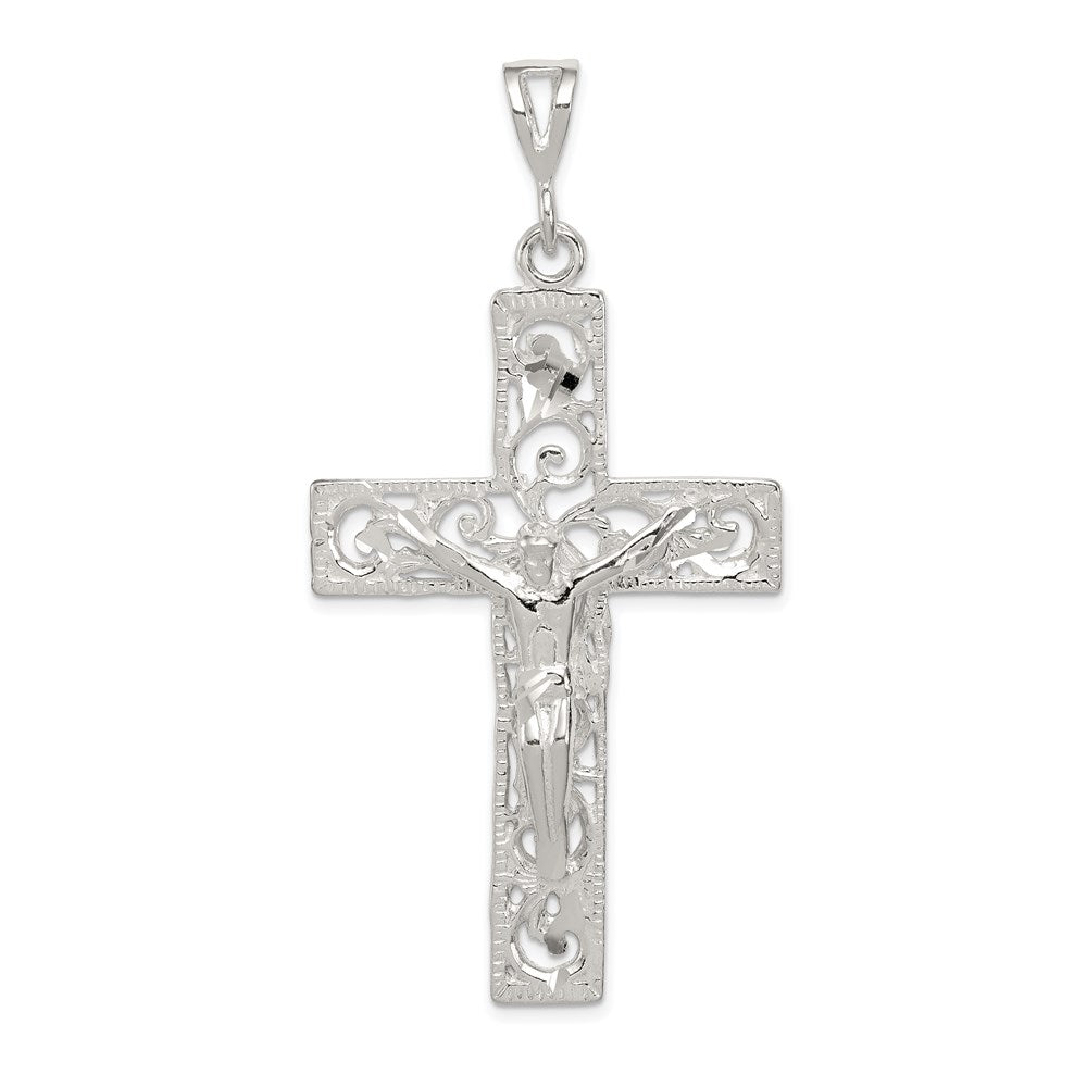 Sterling Silver Crucifix Pendant, 65 x 33 mm