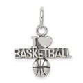 Sterling Silver Antique I (heart) Basketball Charm, 18 x 21 mm