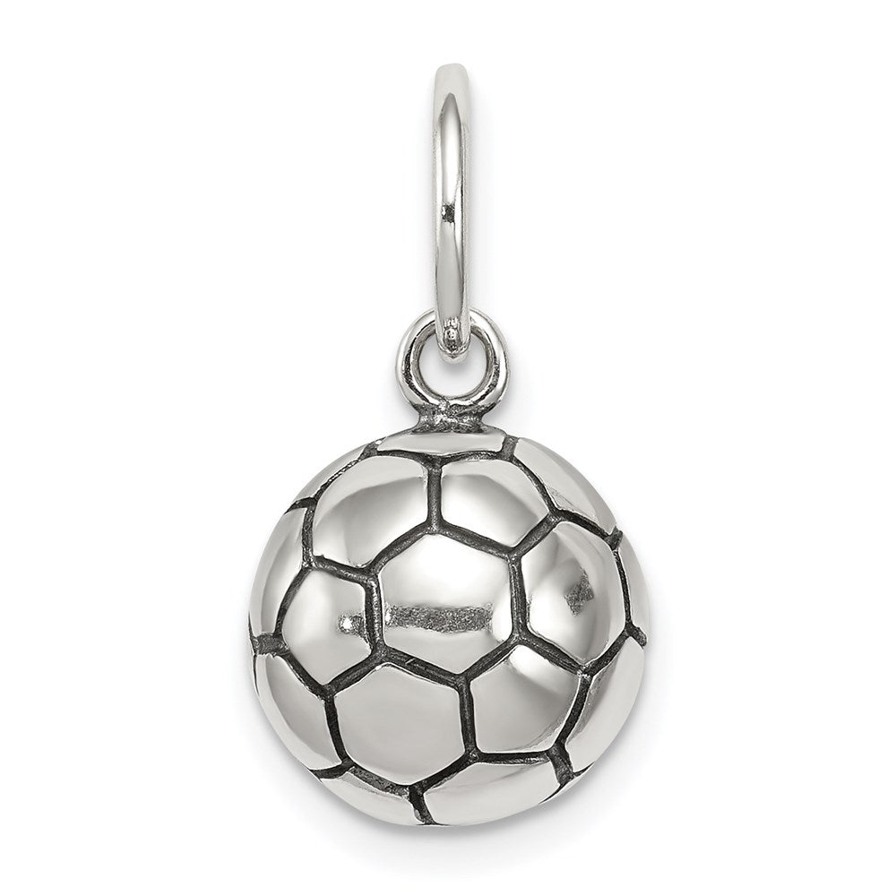Sterling Silver Antique Soccer Ball Charm, 20 x 11 mm