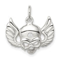 Sterling Silver CZ Skull with Wings Charm, 20 x 20 mm