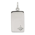 Sterling Silver CZ Polished Rectangle Charm, 32 x 14 mm