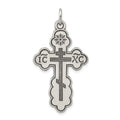 Sterling Silver Antiqued Eastern Orthodox Cross Pendant, 27 x 21 mm
