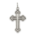 Sterling Silver Antiqued Budded Cross Pendant, 30 x 19 mm