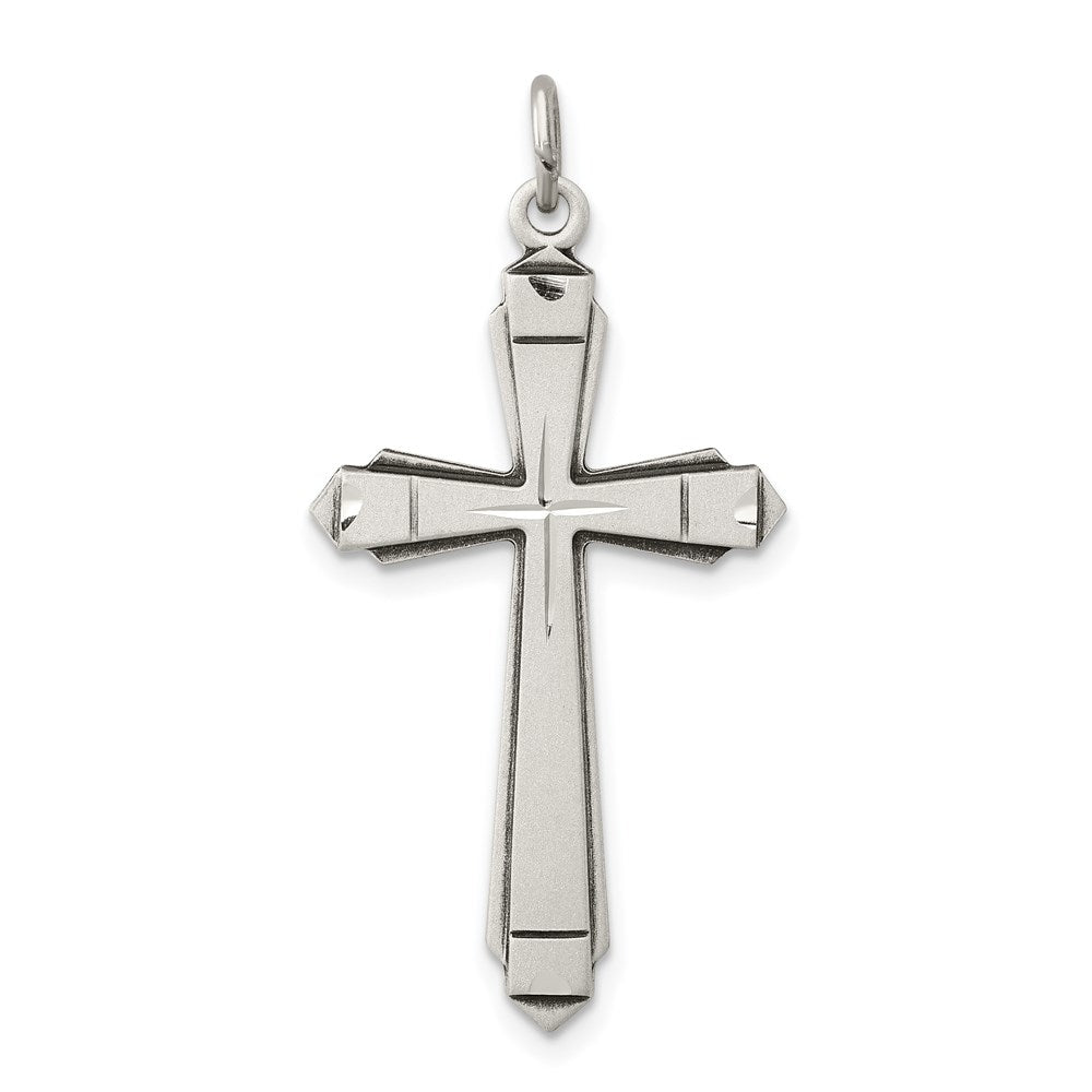 Sterling Silver Satin Cross Pendant, 33 x 17 mm