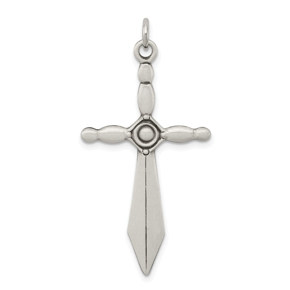 Sterling Silver Sword Cross Pendant, 38 x 21 mm