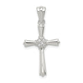 Sterling Silver Rhodium-plated CZ Cross Pendant, 27 x 15 mm