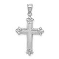 Sterling Silver Rhodium-plated Fleur-de-lis Cross Pendant, 33 x 19 mm