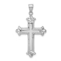 Sterling Silver Rhodium-plated Fleur-de-lis Cross Pendant, 38 x 22 mm
