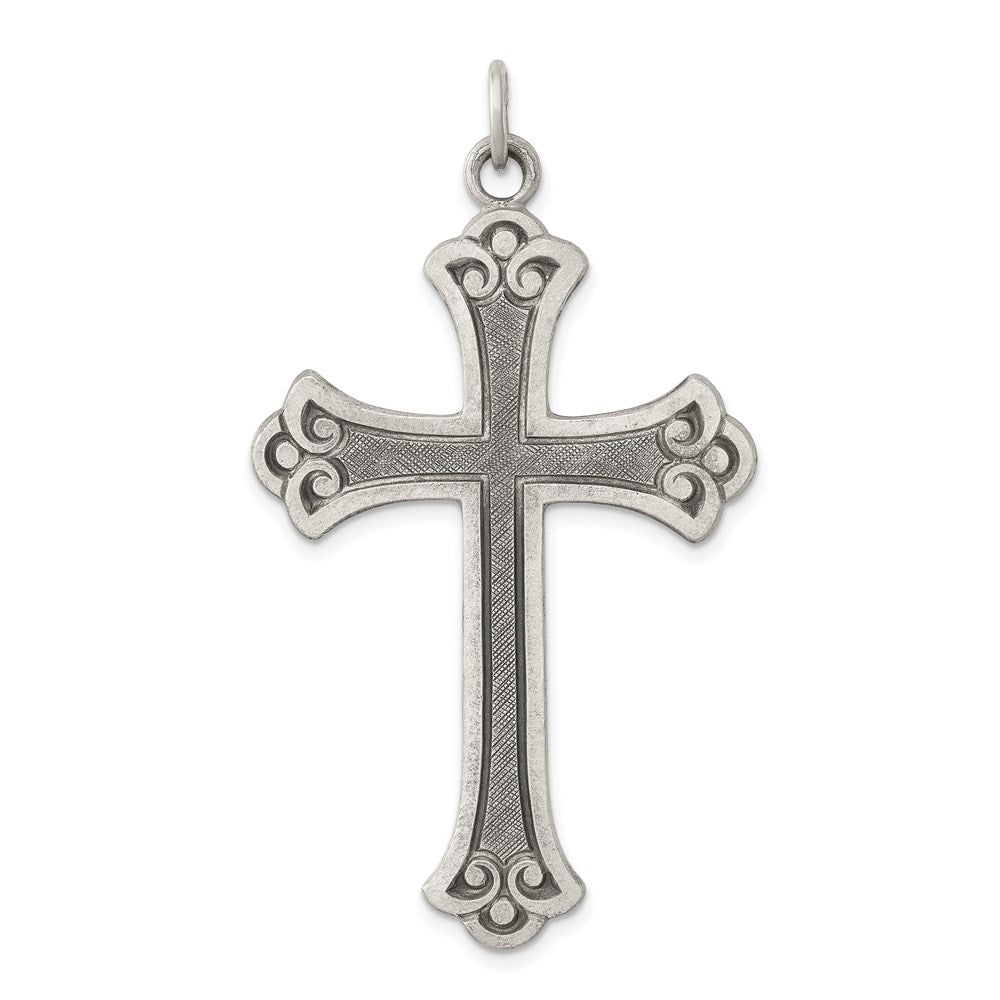 Sterling Silver Antiqued Cross Pendant, 50 x 31 mm