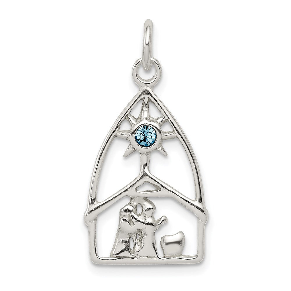 Sterling Silver & Stellux Crystal Nativity Charm, 24 x 14 mm